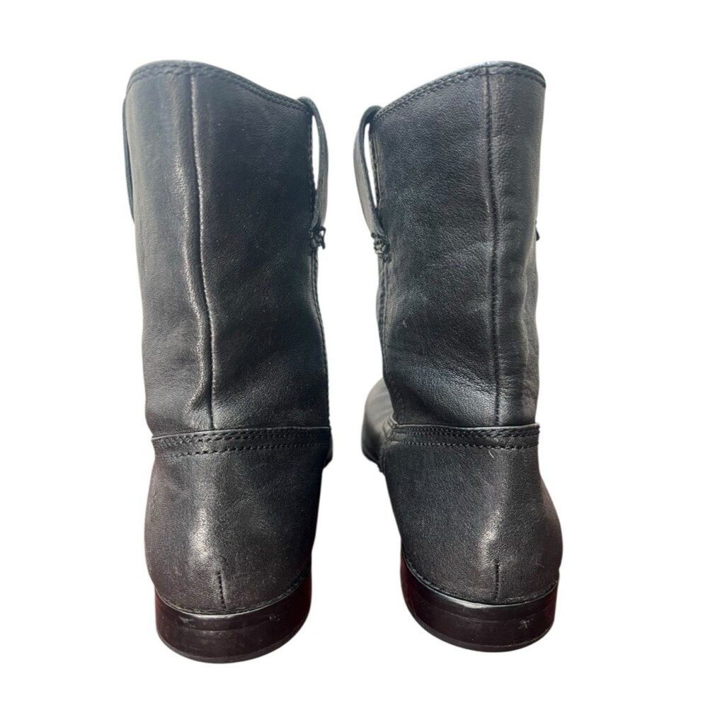 Frye Anna Shortie Black Leather Ankle Boots US 9 Moto Boho Western Cowgirl - Picture 4 of 10